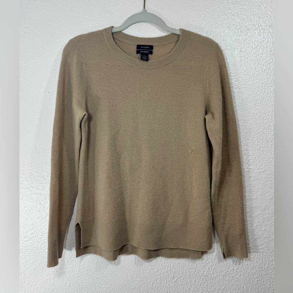 Halogen 100% Cashmere Crewneck Pullover Sweater Women’s Small Neutral Tone Cozy